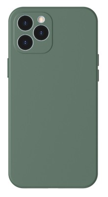 Husa iPhone 11 Pro din silicon, silk touch, interior din catifea cu decupaje pentru camere, Verde inchis foto