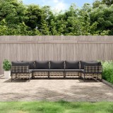 VidaXL Set mobilier de grădină cu perne, 7 piese, antracit, poliratan