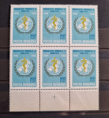Romania MNH 1968 - A 20-a aniversare a infiintarii OMS - LP 672 X6 foto