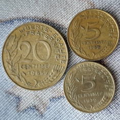 Lot monede 5-20 centimes 1979 ,1988,1985 -.Franta