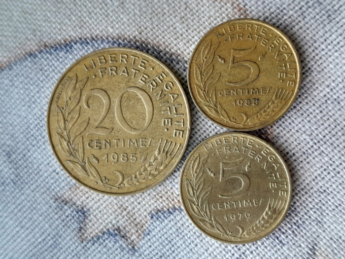 Lot monede 5-20 centimes 1979 ,1988,1985 -.Franta