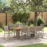 VidaXL Set de masă pentru grădină 9 pcs Gri 190 x 80 x 75 cm poliratan