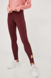 Puma colanți Essentials+ Metallic femei, culoarea bordo, cu imprimeu 848307