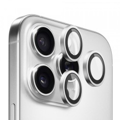 Folie de protectie Camera Spate Blueo Metal Frame pentru Apple iPhone 13 Pro Max / 13 Pro, Sticla Securizata, Argintie