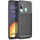 Husa TPU OEM Beetle Carbon Fiber pentru Samsung Galaxy A60, Neagra