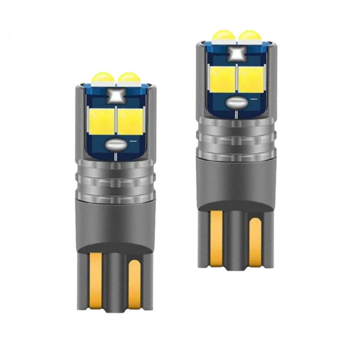 Set 2 x Becuri auto T10 W5W 6SMD, 10W, 6000K, 1920lm, 12/24V