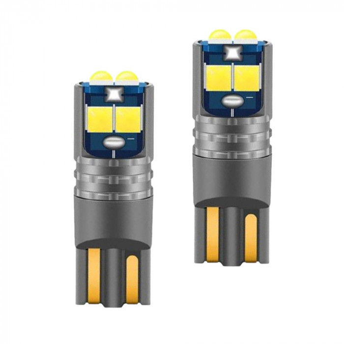 Set 2 x Becuri auto T10 W5W 6SMD, 10W, 6000K, 1920lm, 12/24V