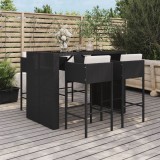 Set mobilier bar de gradina cu perne, 5 piese, negru, poliratan GartenMobel Dekor, vidaXL