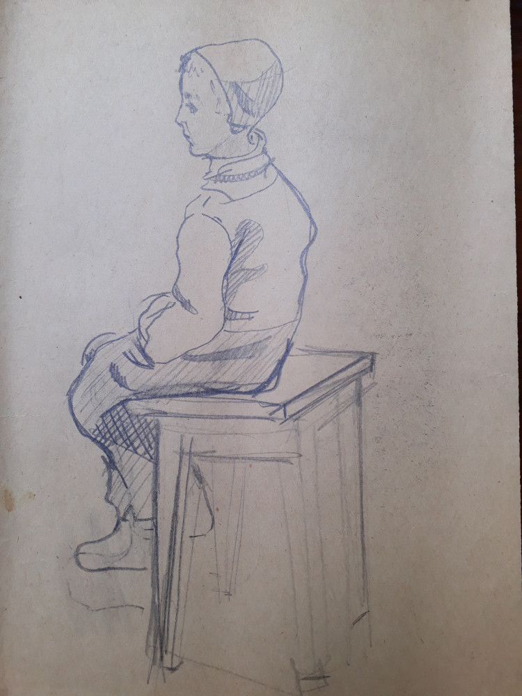 4. Portret de copil, schita veche, desen vechi creion carbune, Natura  statica, Realism | Okazii.ro