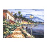 Tablou pictat manual living, dormitor, Tihna, pe inserat, 100x70cm ulei pe panza in cutit efect 3D, Valentin Pop