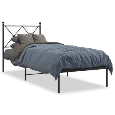 vidaXL Cadru de pat metalic cu tăblie, negru, 80x200 cm foto