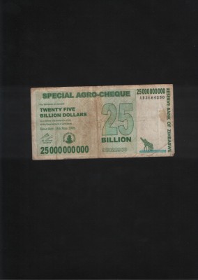 Zimbabwe 25 000 000 000 25 miliarde dollari dollars 2008 seria3664350 foto