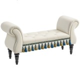 HOMCOM Bancă de Așteptare, Sitzbank, Design Vintage, p&acirc;nă la 150 kg, 117x40x58 cm, Bej | Aosom Romania