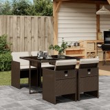 Cumpara ieftin Set mobilier de grădină, 5 piese, cu perne, maro, poliratan