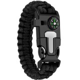 Cumpara ieftin Bratara de supravietuire multifunctionala cu cutit, fluier, busola, bricheta si coarda paracord, negru , accesoriu compact pentru drumetii, camping si