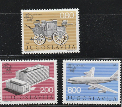 Jugoslavia (Serbia) 1974-UPU,Centenar,Serie 3 valori,dantelate,MNH,Mi.1546-1548 foto