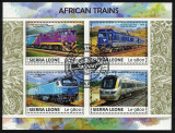 SIERRA LEONE 2017 - Trenuri africane / set complet - colita + bloc, Stampilat