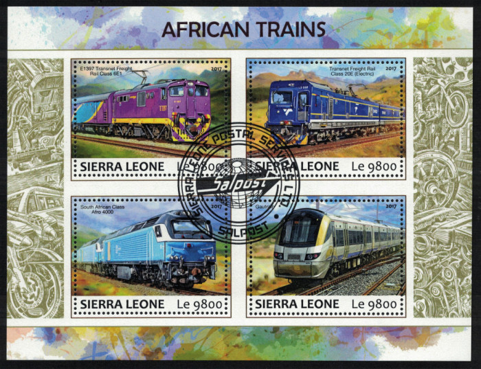 SIERRA LEONE 2017 - Trenuri africane / set complet - colita + bloc