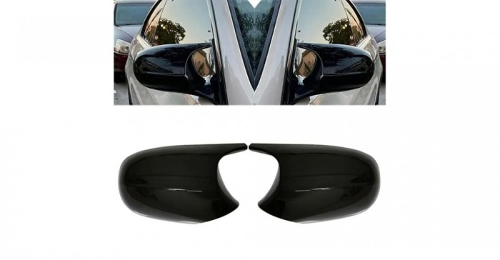 Set Capace Oglinzi Batman, M Style M3 BMW Seria 3 E90 E91 E92 E93 E87 E88 E81 E82 LCI Facelift, Prinderi Originale, Negru Lucios