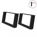 VidaXL Picioare pentru măsuță de cafea &icirc;n formă de U, 2 buc., negru, 60x(30-31) cm, oțel