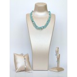 Cumpara ieftin Set Bijuterii Allure Acvamarin Apatit Cuarț Perle Argint 925 Placat Aur Roz Colier Brățară Cercei Ajustabile Handmade Italia