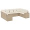 Set canapele de gradina, 9 piese, cu perne, bej, poliratan