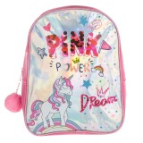Ghiozdan Grădiniță, Unicorn, Roz Holografic, Pompon, Oem