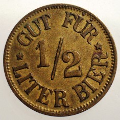 1.355 JETON GERMANIA BERE GUT F&Uuml;R 1/2 LITER BIER