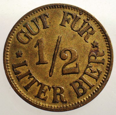 1.355 JETON GERMANIA BERE GUT F&amp;Uuml;R 1/2 LITER BIER foto