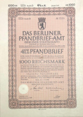 1000 Reichsmark titlu de stat Germania 1940 foto