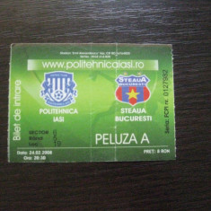 Politehnica Iasi-Steaua Bucuresti (24 februarie 2008), bilet de meci