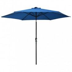 Umbrelă de soare exterior, LED-uri și stâlp oțel, azur, 300 cm