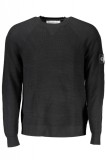 Pulover bărbați, cu logo brodat, Regular fit, negru, XL, 2XL