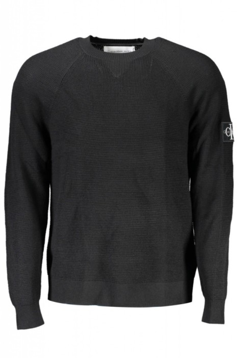 Pulover bărbați, cu logo brodat, Regular fit, negru, XL