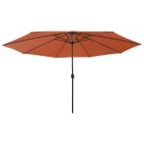Umbrela soare de gradina cu LED-uri, caramiziu, 400 cm