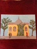TABLOU PE PANZA CU SASIU NOU 40X60 CM CLADIRE ACRILIC PRET 50 LEI NEGOCIABIL PICTOR FLORIAN