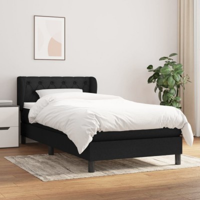 Gossi pat box spring cu saltea, negru, 80x200 cm, textil foto