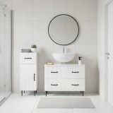 Cumpara ieftin Set de dulapuri pentru baie, 2 piese HAARLEM Alb foarte lucios