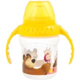 Cana Bebelusi Lulabi Masha si Ursul First Sips, 230ml, 4+ Luni, Fara BPA, Manere Anti-alunecare, Cioc Moale