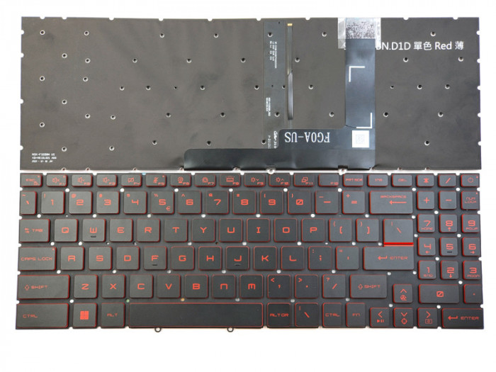 Tastatura Laptop Gaming, MSI, GL76, GF76, MS-17L1, MS-17H3, 11UCK, 11UDK, 12UEK, 12UGK, iluminata, rosie, layout US