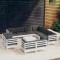 vidaXL Set mobilier grădină cu perne, 12 piese, alb, lemn masiv pin 3096942