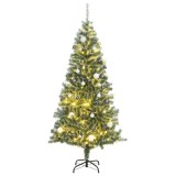 VidaXL Brad Crăciun artificial, 300 LED/globuri/zăpadă pufoasă, 240 cm