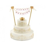 Topper din hartie pentru tort W&amp;C Just Married auriu 25 cm, Godan