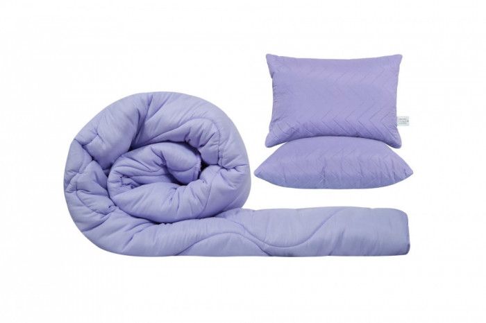 Set SomnART gama Coral, Pilota 200x220 cm si 2 perne 50x70 cm Lavander Relax KipRoom