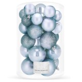 Set globuri de Craciun, 30 bucati, 3 modele, 4/5/6cm, albastru deschis Household NewTrend