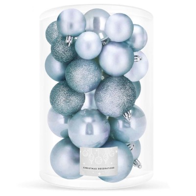 Set globuri de Craciun, 30 bucati, 3 modele, 4/5/6cm, albastru deschis Household NewTrend foto