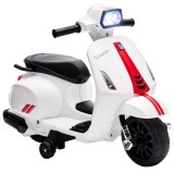 AIYAPLAY Motocicletă Electrică pentru Copii cu Licență Vespa, Baterie Re&icirc;ncărcabilă 6V, Roți Ajutătoare și Lumini, 2-4 Ani, Albă | Aosom Romania