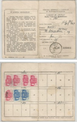Romania, Carnet de abonat radio-televizor-radioficare, Bucuresti,1982 foto