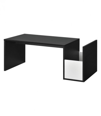 Masuta cafea cu suport pentru reviste, 90x45x35 cm, PAL melaminat, Negru/alb foto