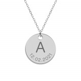 Lia - Colier din argint 925 personalizat cu initiala si data - banut, Bijubox